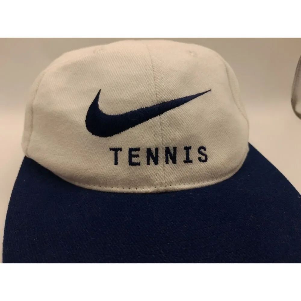Nike Tennis Snapback White & Blue Hat 90s Preppy Sport